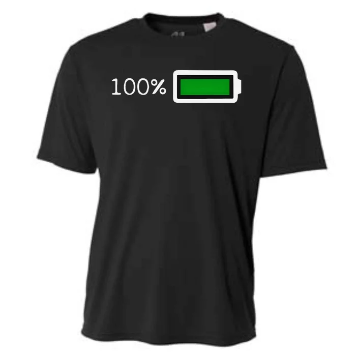 Full Battery Funny Halloween Costume Battery 100 Charged Cooling Performance Crew T-Shirt