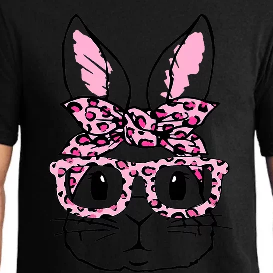 Funny Bunny Face Pink Leopard Glasses Happy Easter Day Great Gift Pajama Set