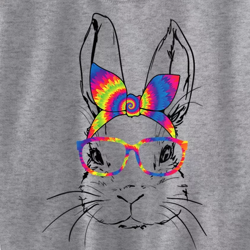 Funny Bunny Face Rabbit Tie Dye Glasses Happy Easter Day Gift Kids Sweatshirt