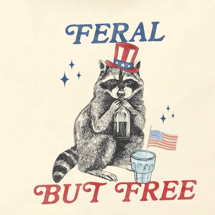 Feral But Free Funny Racoon 4th Of July Zip Tote Bag