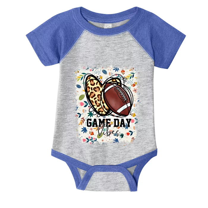 Floral Bleached Football Game Day Vibes Football Mom Gift Infant Baby Jersey Bodysuit