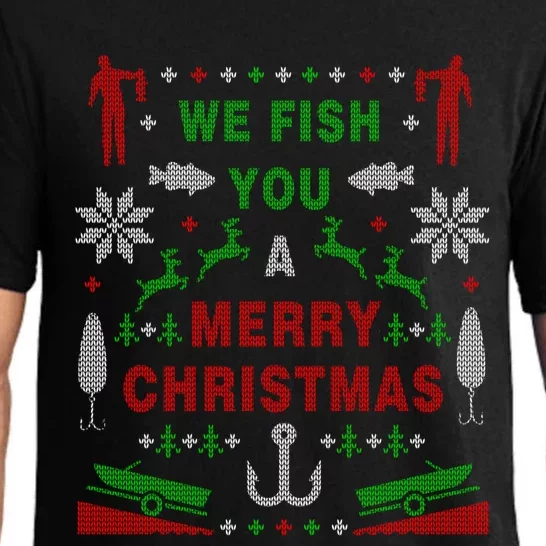 Funny Bass Fishing Ugly Christmas Sweater Party Funny Gift Pajama Set