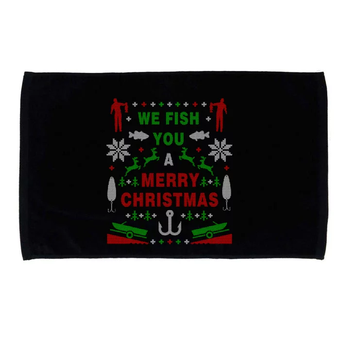 Funny Bass Fishing Ugly Christmas Sweater Party Funny Gift Microfiber Hand Towel