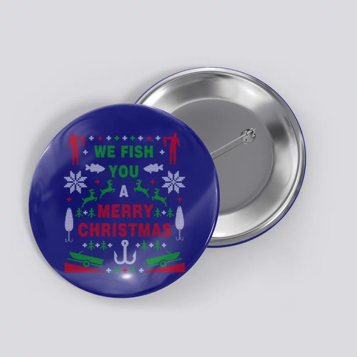 Funny Bass Fishing Ugly Christmas Sweater Party Funny Gift Button