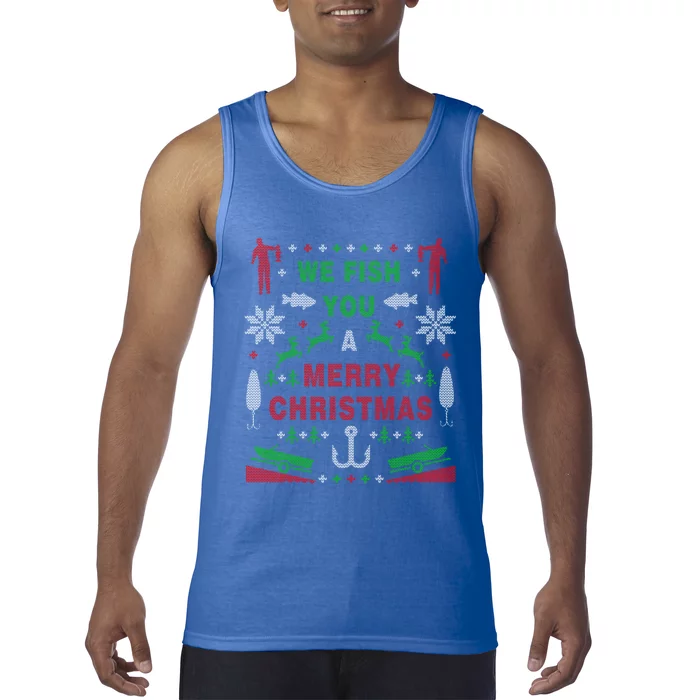 Funny Bass Fishing Ugly Christmas Sweater Party Funny Gift Tank Top