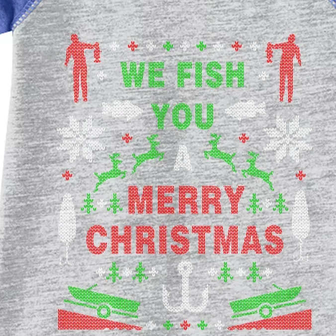 Funny Bass Fishing Ugly Christmas Sweater Party Funny Gift Infant Baby Jersey Bodysuit