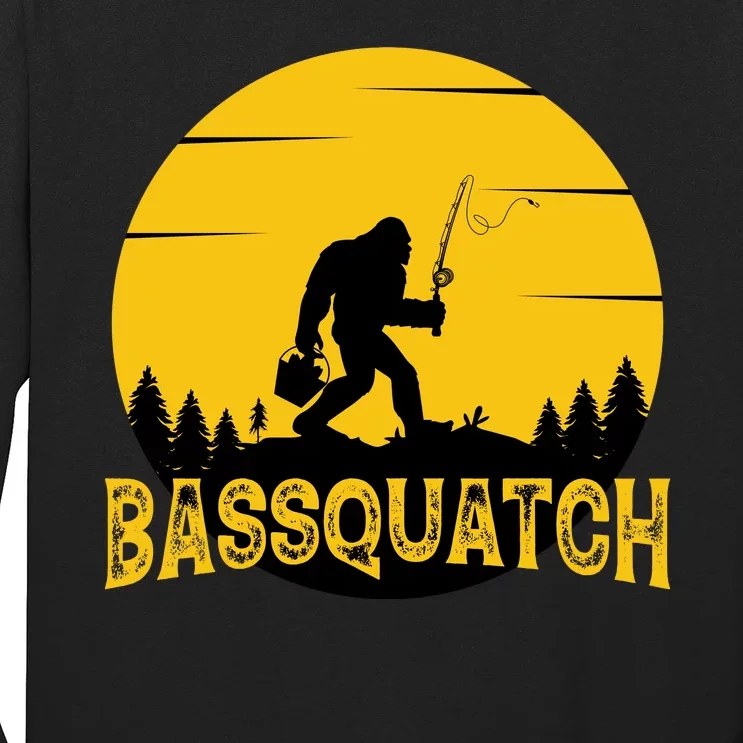 Funny Bassquatch Fishing Long Sleeve Shirt