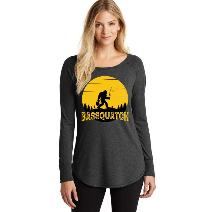 Funny Bassquatch Fishing Women's Perfect Tri Tunic Long Sleeve Shirt