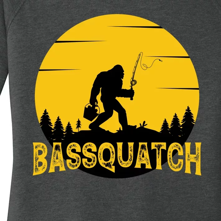 Funny Bassquatch Fishing Women's Perfect Tri Tunic Long Sleeve Shirt