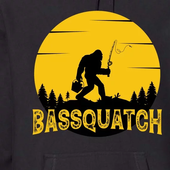 Funny Bassquatch Fishing Premium Hoodie