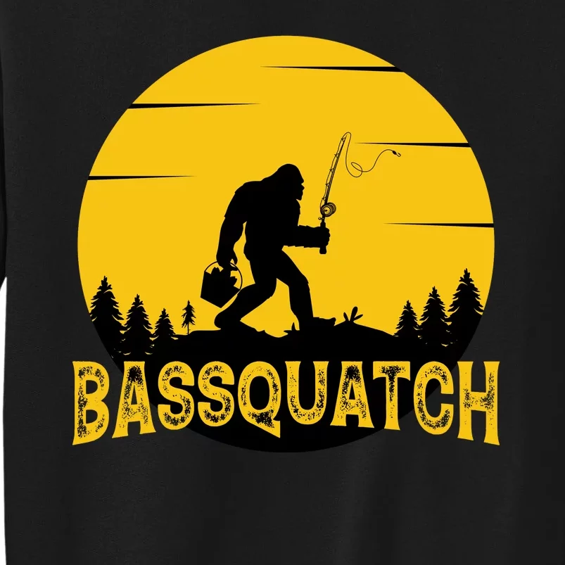 Funny Bassquatch Fishing Tall Sweatshirt