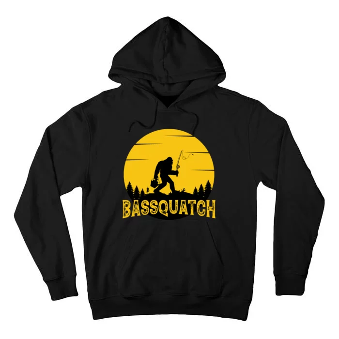 Funny Bassquatch Fishing Tall Hoodie