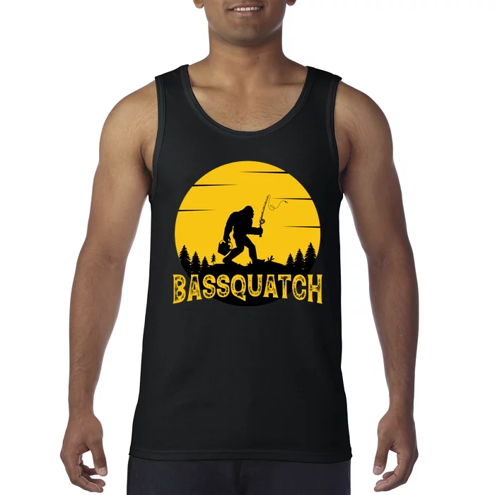 Funny Bassquatch Fishing Tank Top