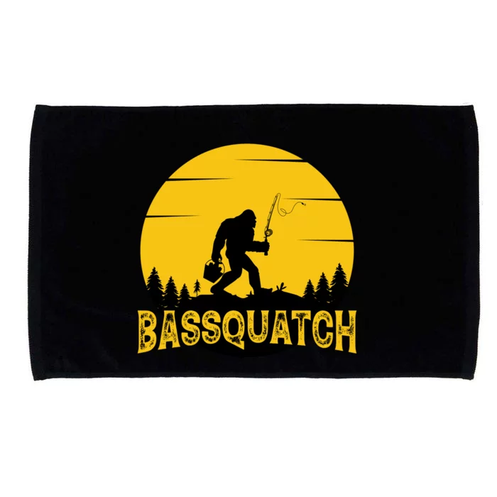 Funny Bassquatch Fishing Microfiber Hand Towel