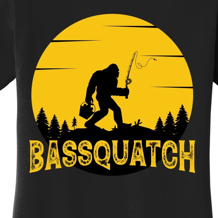 Funny Bassquatch Fishing Women's T-Shirt