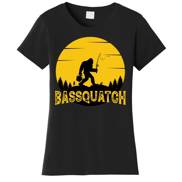 Funny Bassquatch Fishing Women's T-Shirt