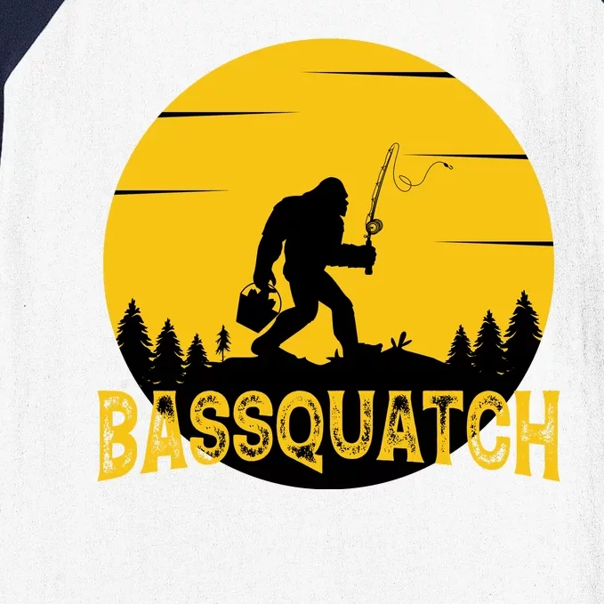 Funny Bassquatch Fishing Baseball Sleeve Shirt