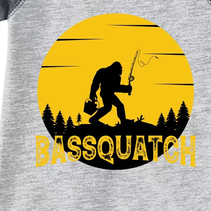 Funny Bassquatch Fishing Infant Baby Jersey Bodysuit