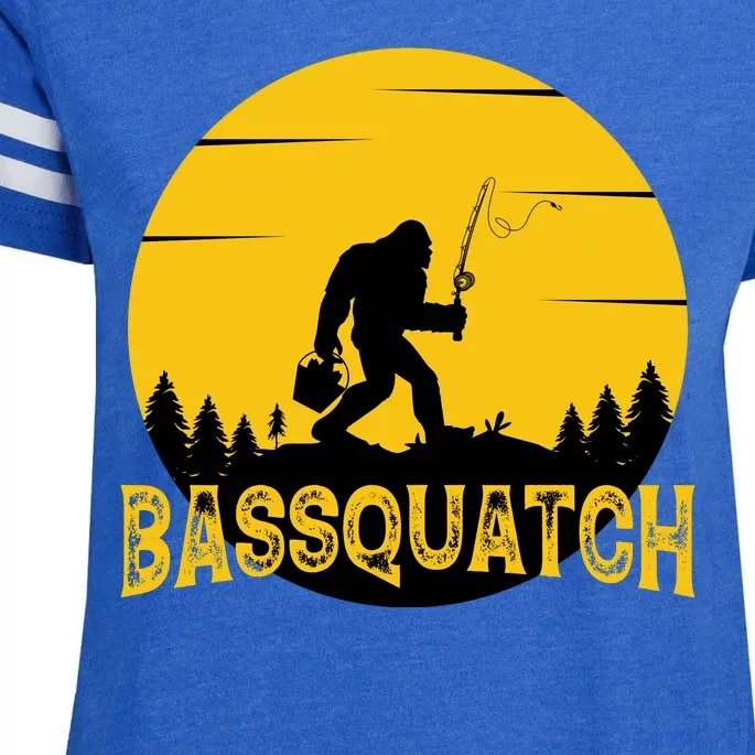 Funny Bassquatch Fishing Enza Ladies Jersey Football T-Shirt