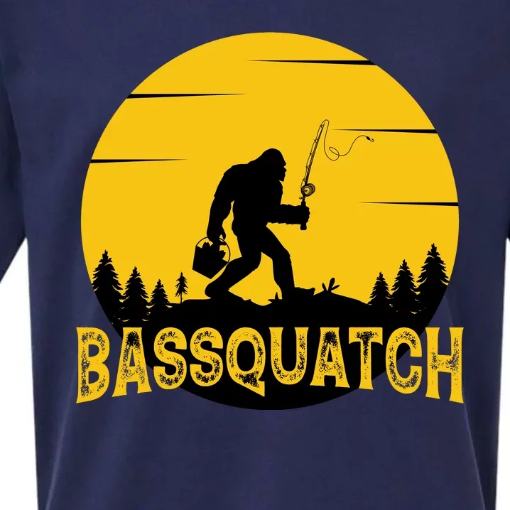 Funny Bassquatch Fishing Sueded Cloud Jersey T-Shirt