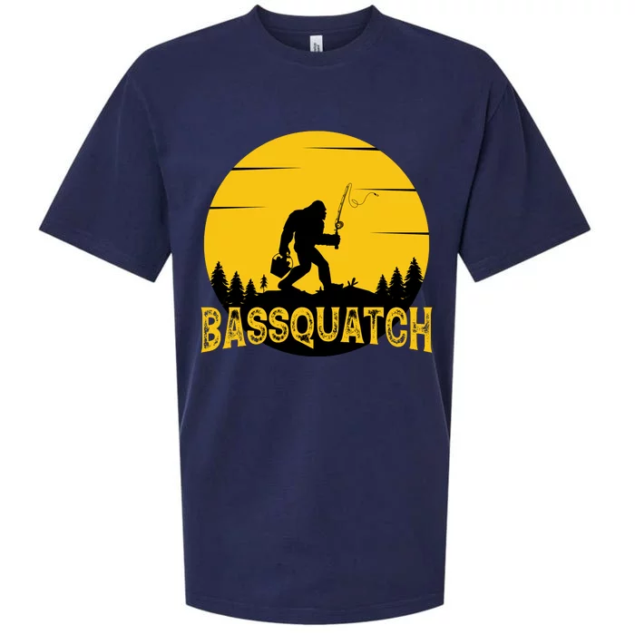 Funny Bassquatch Fishing Sueded Cloud Jersey T-Shirt