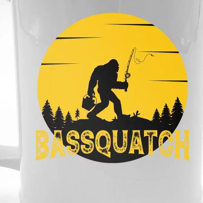 Funny Bassquatch Fishing Front & Back Beer Stein