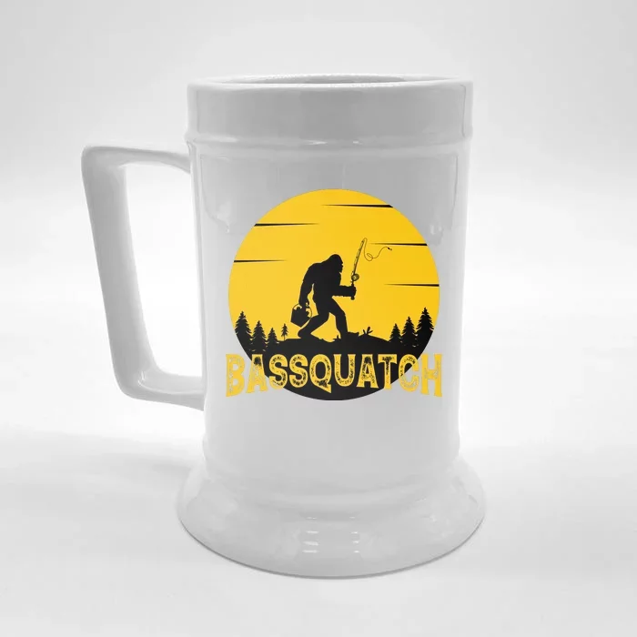 Funny Bassquatch Fishing Front & Back Beer Stein