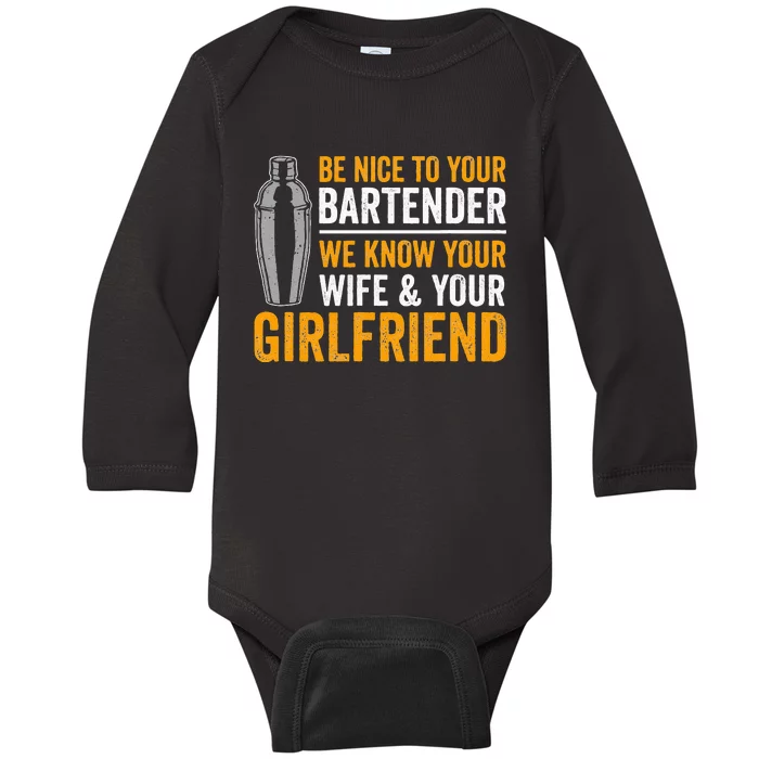 Funny Bartender Baby Long Sleeve Bodysuit