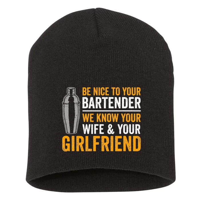 Funny Bartender Short Acrylic Beanie