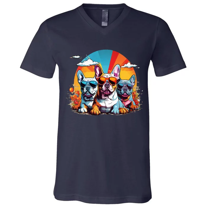 French Bulldog V-Neck T-Shirt