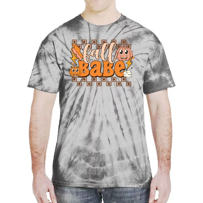 Fall Babe Fall Vibes Autumn Season Thanksgiving Pumpkin Spice Funny Tie-Dye T-Shirt