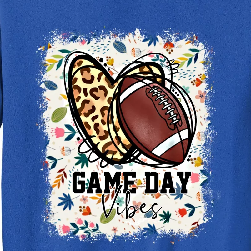 Floral Bleached Football Game Day Vibes Football Mom Gift Tall Sweatshirt