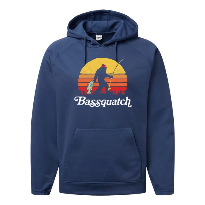 Funny Bigfoot Fishing Outdoor Retro Gift Performance Fleece Hoodie