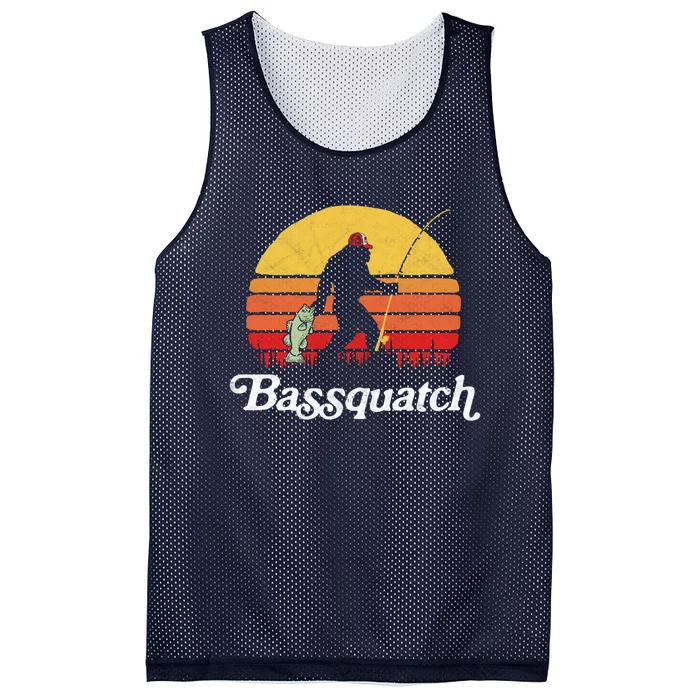 Funny Bigfoot Fishing Outdoor Retro Gift Mesh Reversible Basketball Jersey Tank