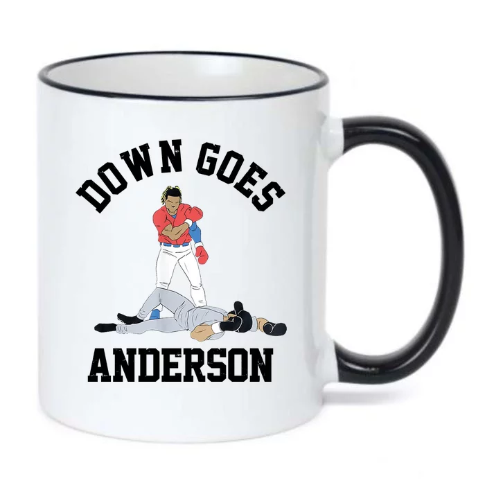 Funny Baseball Fight Down Goes Anderson Black Color Changing Mug