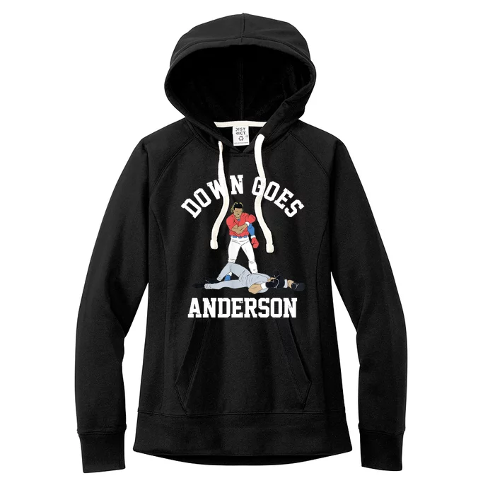 Funny Baseball Fight Down Goes Anderson Women's Fleece Hoodie