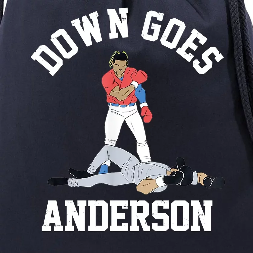 Funny Baseball Fight Down Goes Anderson Drawstring Bag