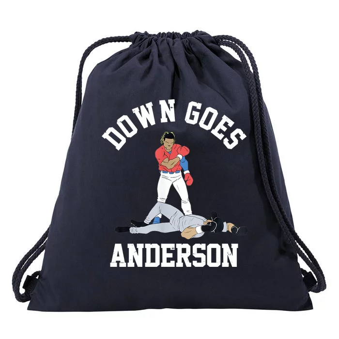 Funny Baseball Fight Down Goes Anderson Drawstring Bag