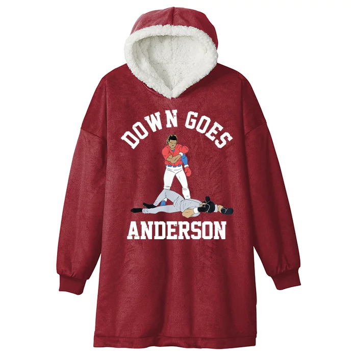 Funny Baseball Fight Down Goes Anderson Hooded Wearable Blanket