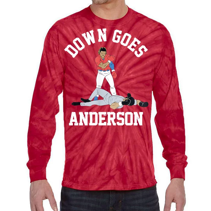 Funny Baseball Fight Down Goes Anderson Tie-Dye Long Sleeve Shirt