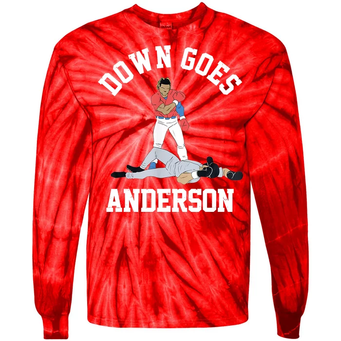 Funny Baseball Fight Down Goes Anderson Tie-Dye Long Sleeve Shirt