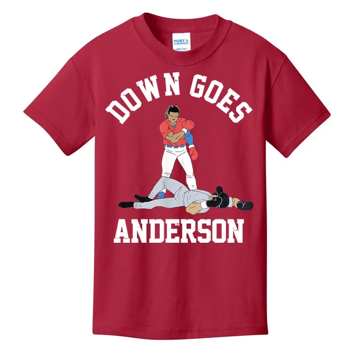 Funny Baseball Fight Down Goes Anderson Kids T-Shirt