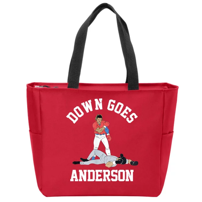 Funny Baseball Fight Down Goes Anderson Zip Tote Bag