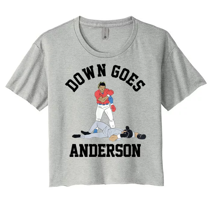 Funny Baseball Fight Down Goes Anderson Women's Crop Top Tee