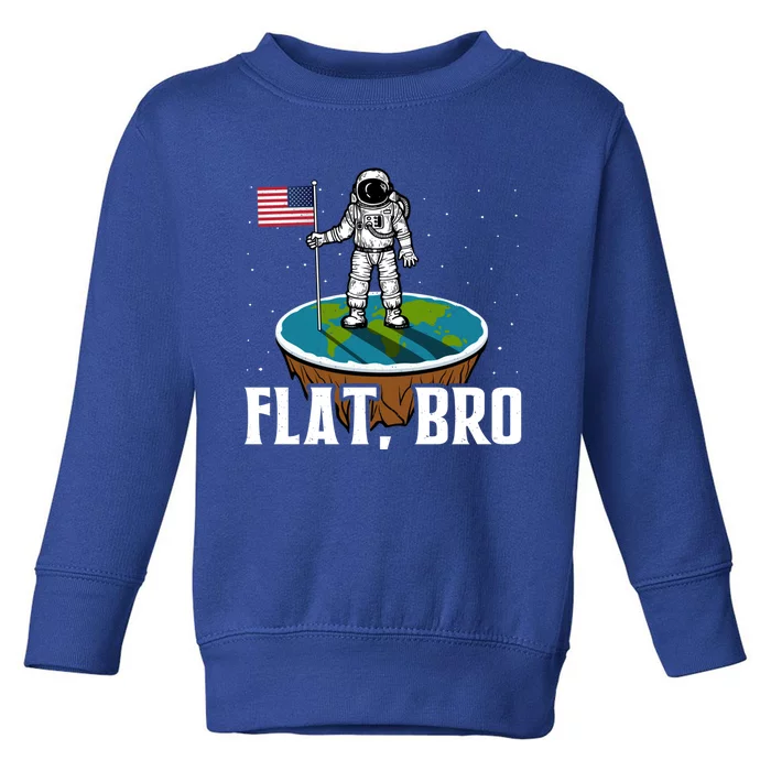 Flat Bro Funny Gift The Earth Is Flat Gift Toddler Sweatshirt