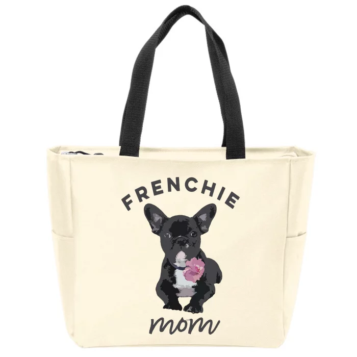 French Bulldog For Women Frenchie Mom Flower Zip Tote Bag