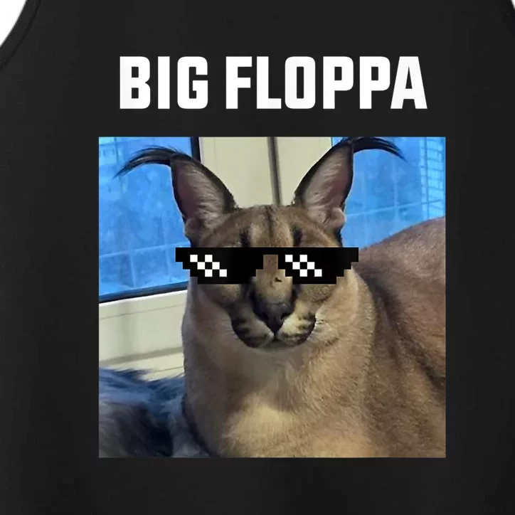 Funny Big Floppa Wearing Meme Sunglasses Performance Tank