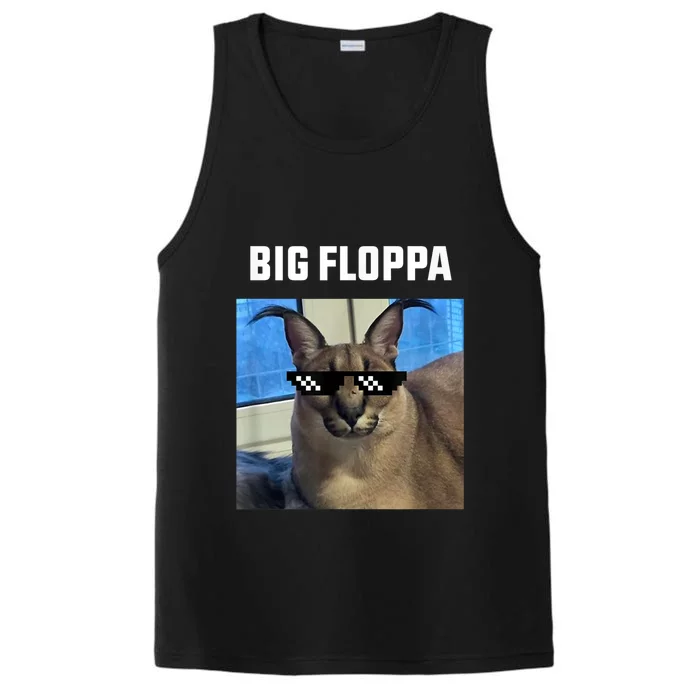 Funny Big Floppa Wearing Meme Sunglasses Performance Tank