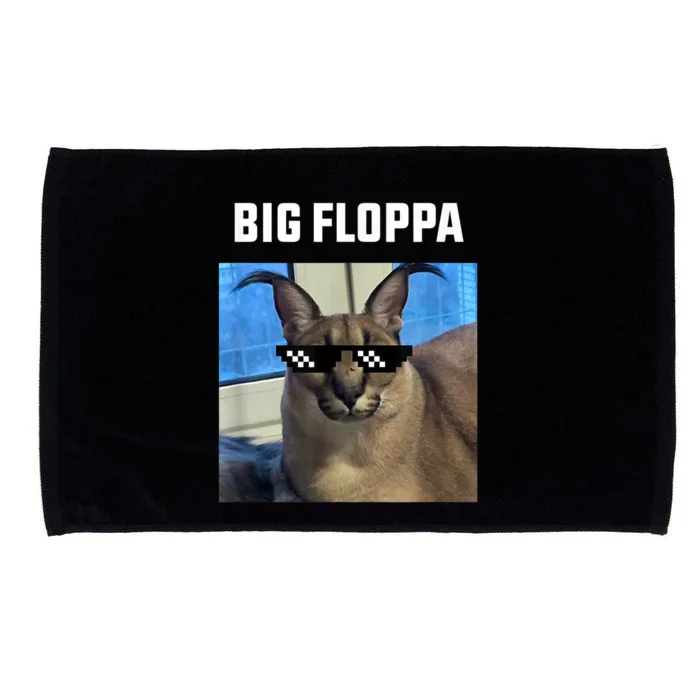 Funny Big Floppa Wearing Meme Sunglasses Microfiber Hand Towel