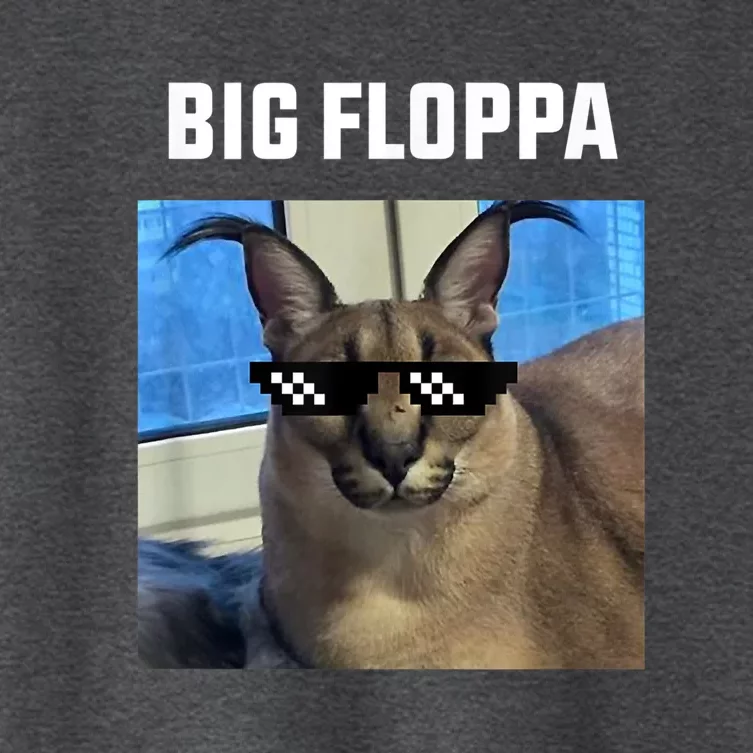 Funny Big Floppa Wearing Meme Sunglasses Women's Crop Top Tee